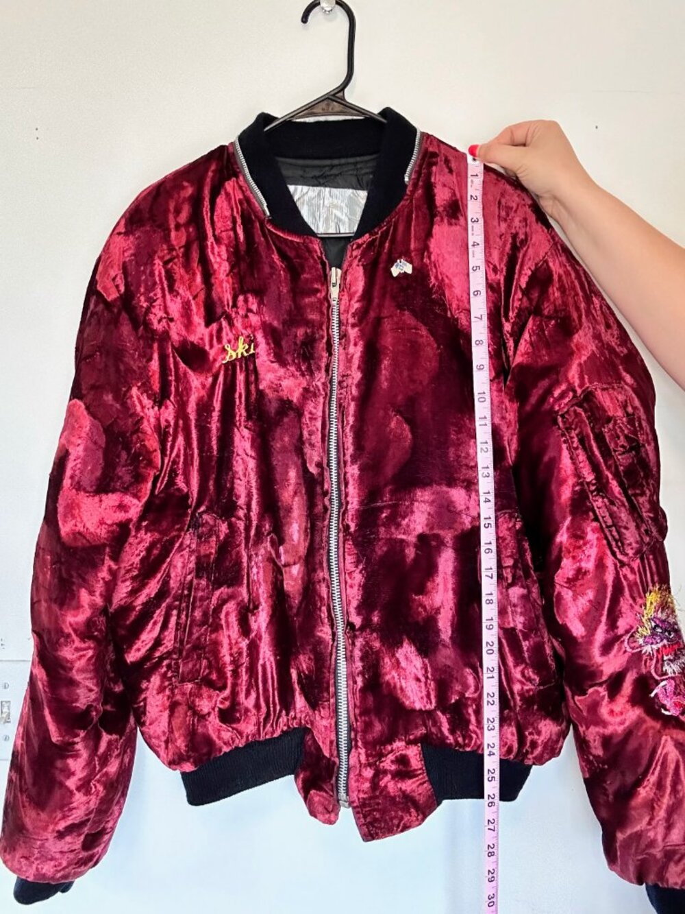 Vtg 80s 90s Crushed Velvet Sukajan Souvenir Jacket - Korea Dragon Bomber - Picture 14 of 16